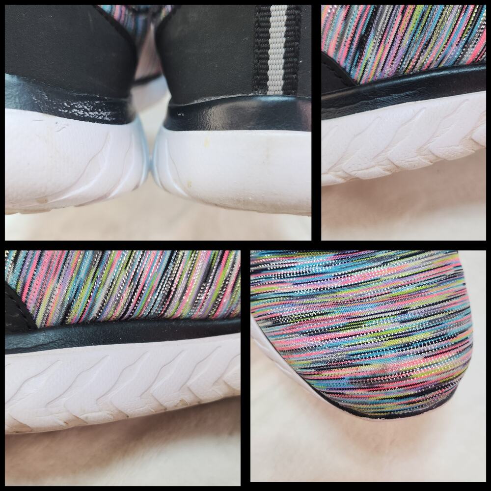 Rainbow Glitter Sneakers 7 Multi Color Sparkle Shimmer Slip On Kidcore Neon Rave - Picture 11 of 13